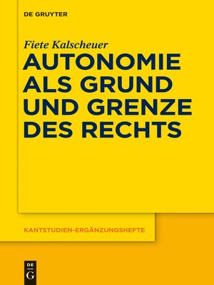 cover image of Autonomie als Grund und Grenze des Rechts